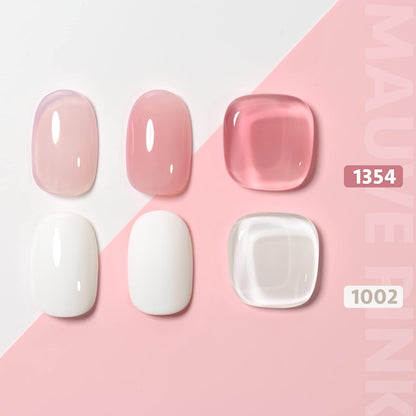 GAOY French Manicure Kit, Nail Stamper and 2Pcs Gel Nail Polish, Include Nude Jelly Pink White Colors for French Tip, UV Light Cure