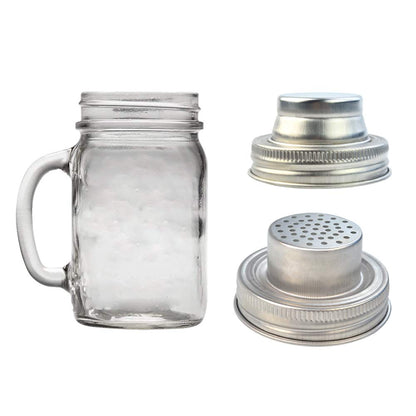 obmwang 4 Pack of Stainless Steel Mason Jar Shaker Lids Caps for Cocktail,Dredge Flour,Mix Spices,Sugar, Salt, Peppers and More or Shake Drinks Cocktail-Fits Any Regular Mouth Mason Jar Canning Jar