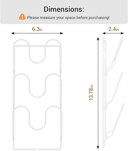 ORDORA 2 Pack Pot Lid Organizer Rack for Cabinet Door, 6-Tier Pot Lid Holders inside Cabinet, No Drilling Adhesive Wall Door Mounted Rustproof Pots and Pans Cover Organizers for Kitchen Storage, White