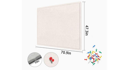 Large Bulletin Board - 72 X 48 inches Cork Board with 30 Pushpin, 6' x 4' Cork Board for Walls Pin Board, Self-Adhesive Felt Board Vision Board Foldable Photo Board for Wall (Oatmeal)