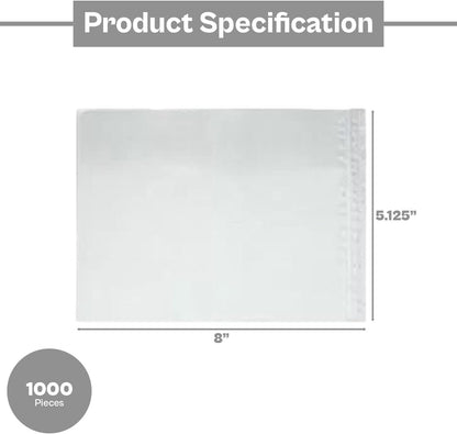 PSBM 1,000 PCS 5.12 x 8 Inch Clear Self-Adhesive Packing List Envelopes, Plastic Shipping/Mailing Pouch Enclosed Bags for Packing Slips Invoice Label