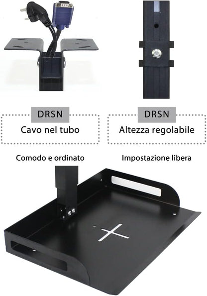 Drsn Universal Ceiling Projector Tray, Black, 13.8 in x 8.7 in, Holds 20 lbs