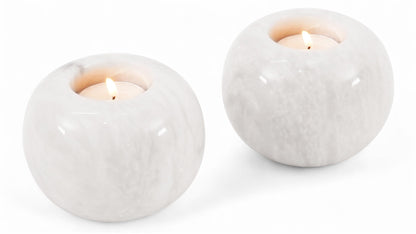SPESHSTONES Marble Tealight Candle Holder 4 Inch White Votive Candle Holders for Centerpieces Dining Table & Small Tea Lights Candles Set of 2 for Birthday & Wedding Decor