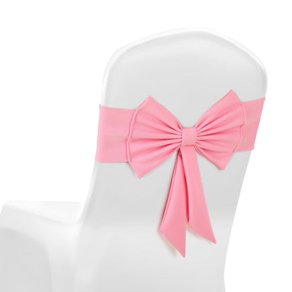 LOYIM 10 Pcs Spandex Chair Sashes for Wedding Elastic Chair Bows Sashes Universal Decorative for Party Baby Shower Ceremony Reception Banquet Decorations(Pink)