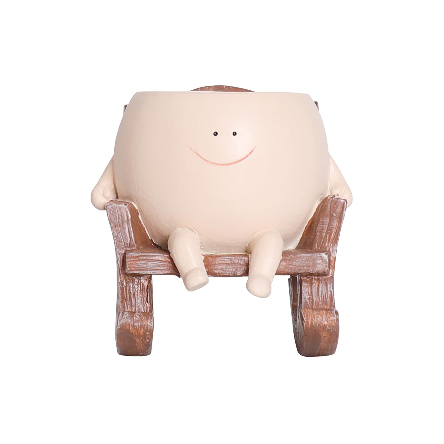 QIAOLY Rocking Chair Face Resin Planter Pot with Drainage Cute Flower Pots for Succulents Plants Live Indoor Outdoor Planters for Houseplants Gift Small (Small)