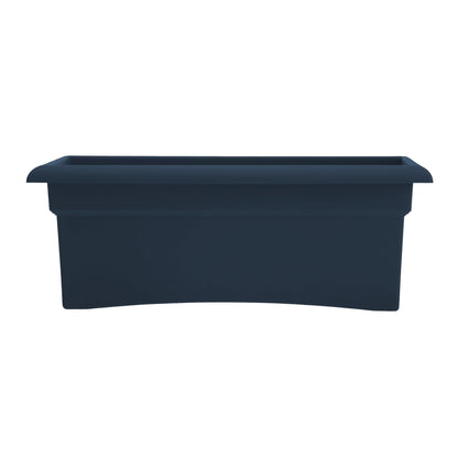 Bloem Veranda 26" Plastic Rectangular Deck Box Planter - UV-Resistant, Indoor/Outdoor, Navy, 2-Pack