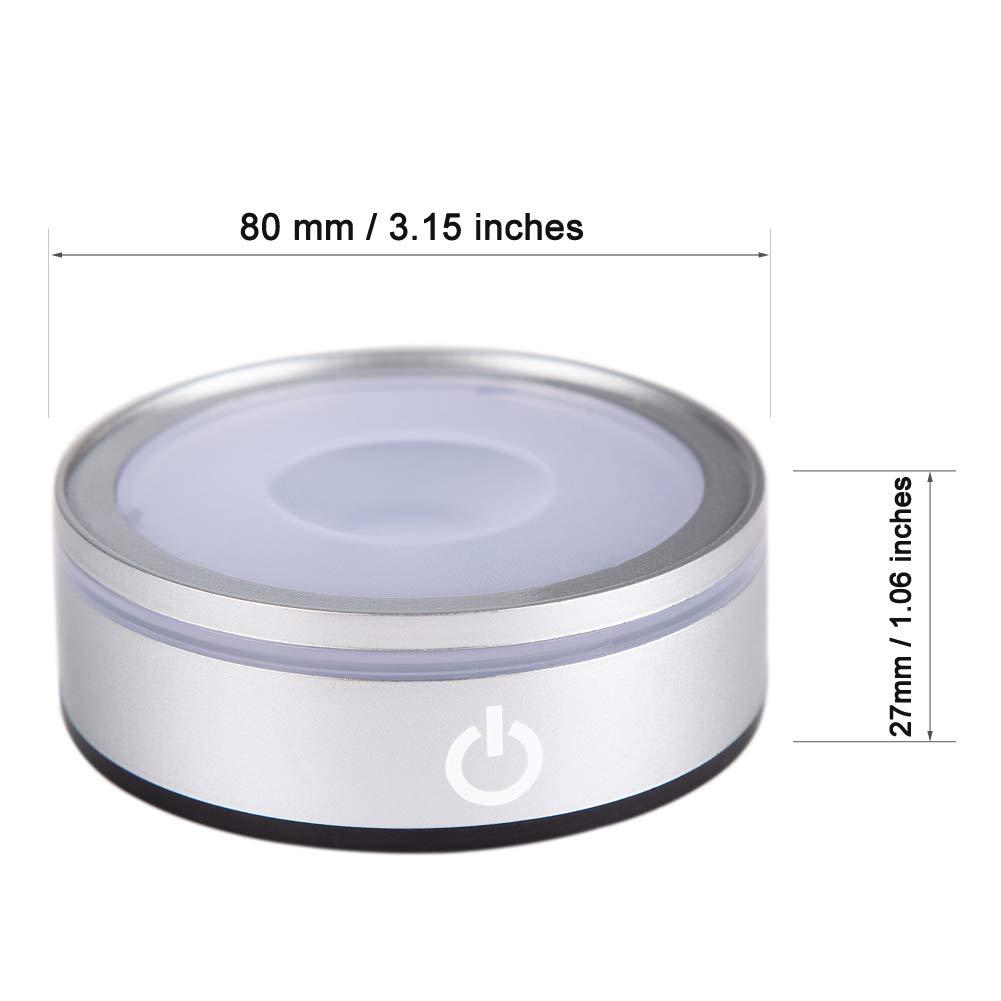 IFOLAINA LED Light Base Lighted Display Stand for Crystal Ball Glass Art Tumbler RGB Multicolor Lighting Round Pedestal USB Battery Operated - Sphere Stand