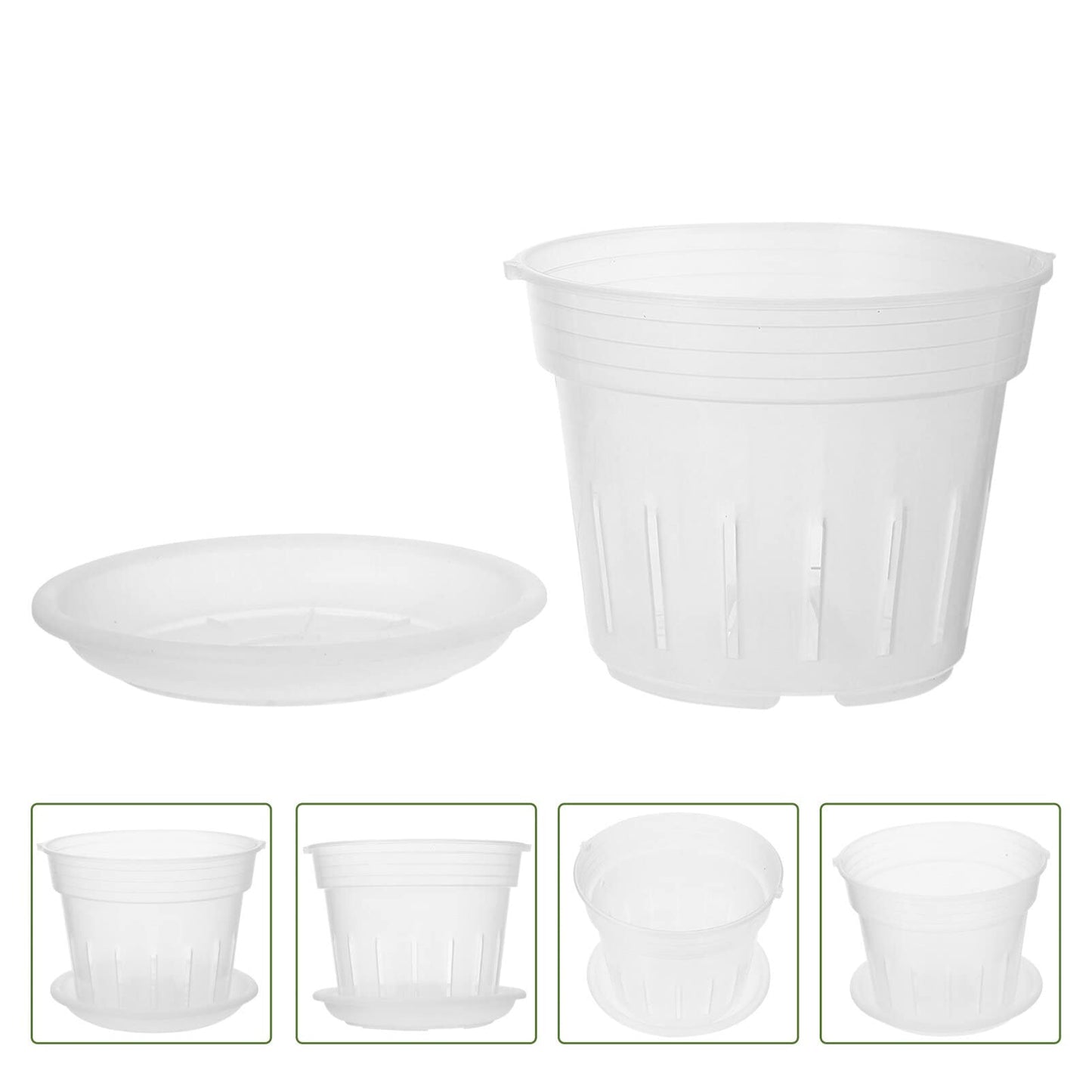 Toddmomy Slotted Orchid Pot with Tray 7.20X7.20X5.94In Clear Plastic Flower Pot for Indoor Gardening and Nursery Plants with Ventilation Holes