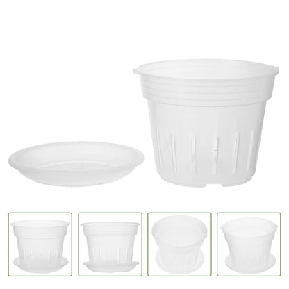Toddmomy Slotted Orchid Pot with Tray 7.20X7.20X5.94In Clear Plastic Flower Pot for Indoor Gardening and Nursery Plants with Ventilation Holes