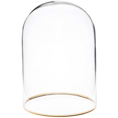 Plymor 3" x 4" Glass Display Dome Cloche with Gold Rim (no Base)