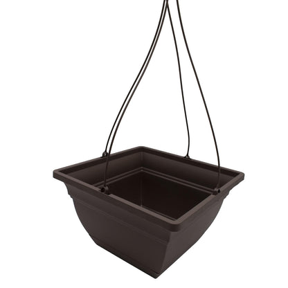 The HC Companies Eclipse Square Hanging Planter for Indoor Plants - Contemporary Hanging Plant Pot w/Attached Saucer - Lightweight & UV-Resistant Hanging Plant Holder (12" Chocolate, Pack of 2)