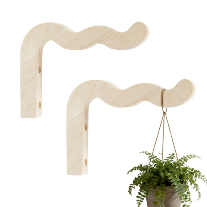 PH PandaHall 2 Sets Wooden Plant Hangers 7 Inch Wave-Shaped Hanging Hook Wall Mount Plants Hanger Indoor Outdoor Hanging Baskets for Wind Chimes Flower Pots Bird Feeders Garden Ornaments