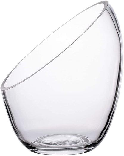Ecosides 6.9”X5.5 Clear Glass Bowls Slanted Clear Vase Terrarium Jar Round Globe Wide Glass Cut Bubble Bowl Put Candies,Plant,Flowers,Fruit