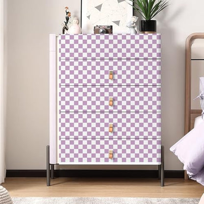 CAX Mosaic Wallpaper Purple and White Peel and Stick Wallpaper 17.3''x120'' Checkered Contact Paper Modern Self-Adhesive Removable Wallpaper Checkerboard Waterproof Wall Paper Bedroom,Living Room