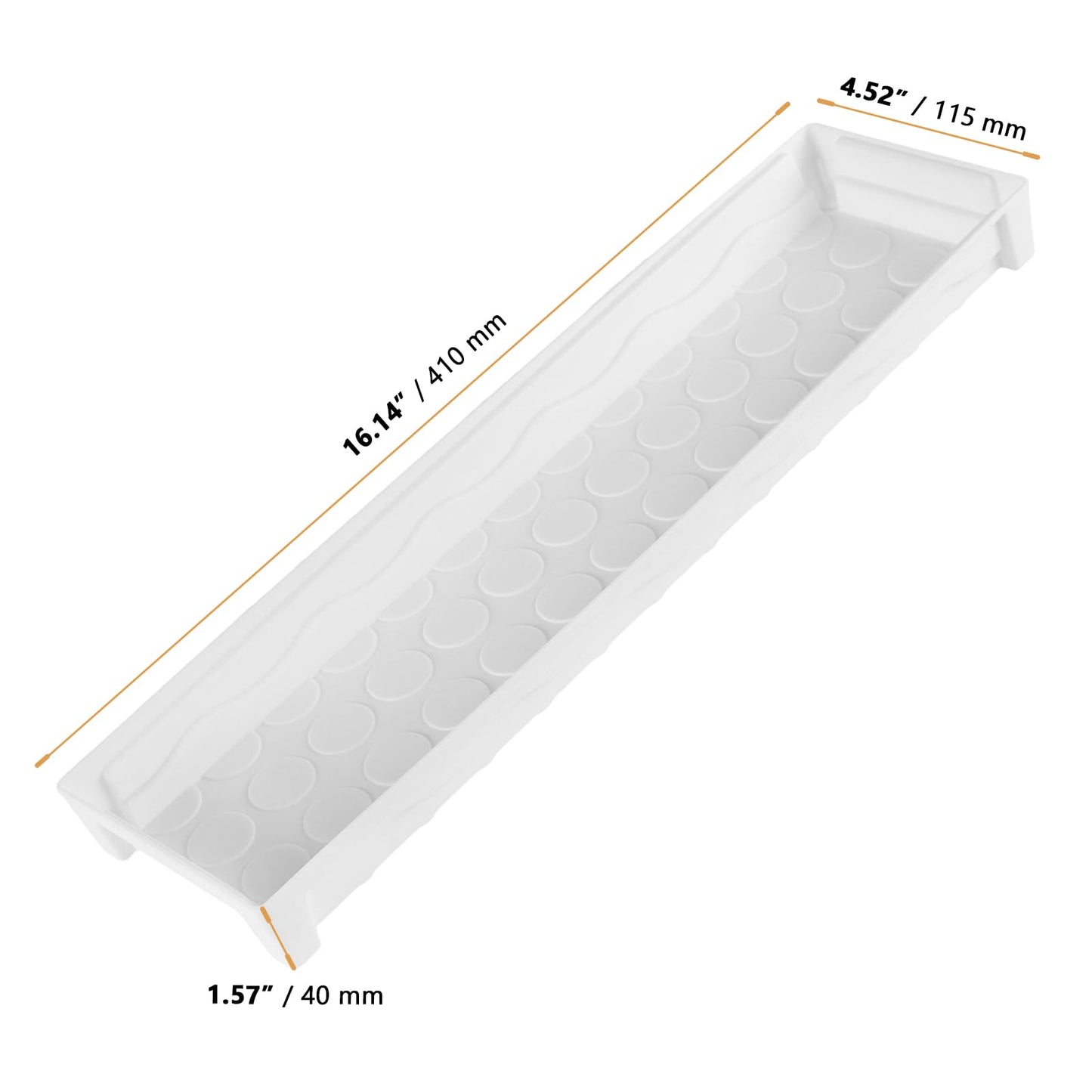 YAUFWUA 10 PCS Plastic Plant Growing Trays, 16 x 4.5 x 1.6 Inch Rectangular Windowsill Plant Saucer Drip Tray for Indoor Outdoor, White Plant Tray to Catch Water for Flower Succulent Pot Planter