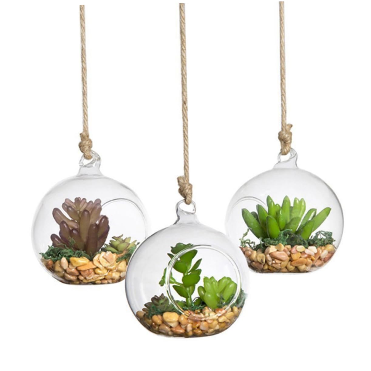 Cabilock 4pcs Hanging Glass Terrarium Shape Container for Plants Home Decor Wedding Decoration Flat Base Design