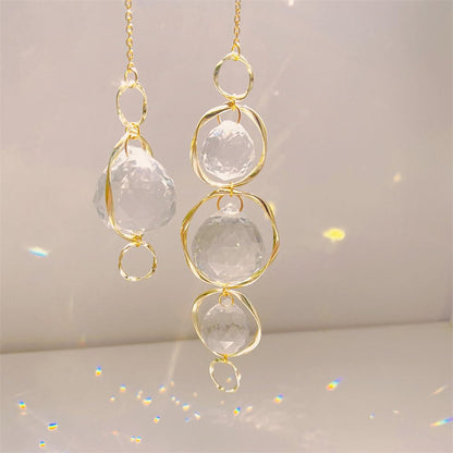 2 Pcs Crystal Suncatcher Wind Chimes for Outside,Crystal Suncatcher Prisms Hanging Outdoor Wind Chimes,Sun Catcher Hanging Crystals for Windows,Suncatchers Wind Chime Garden Decor Wedding Decoration