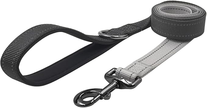 Dog Collar Leash Set, Gradient Color, with Safety Reflective Strips, 5 ft Matching Leash, Neoprene Padded Handle, Adjustable 4 Sizes for Small Medium Large Dogs.(S, Black Grey)