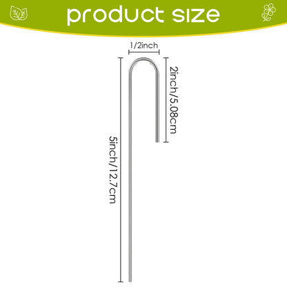Odowalker 150 Pcs Irrigation Drip Tubing Landscape Staples, 5 Inch J Shape Garden Stakes, Loop Stake, Lawn Pins, Landscape Irrigation Stakes for Drip Tubing (Hold up to 1/2" Drip Tubing)