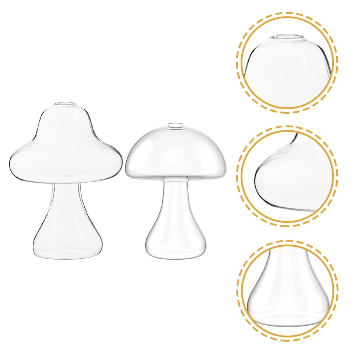 NUSITOU 2pcs Glass Mushroom-Shaped Hydroponic Flower Vases Decorative Desktop Home Office Plant Holders for Terrarium and Floral Arrangement