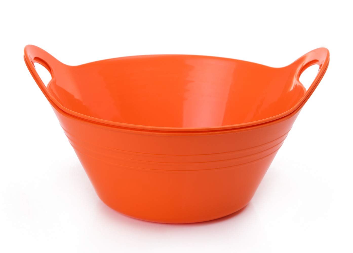 Mintra Home Plastic Bowls with Handles (1.8L Medium 2pk, Orange)