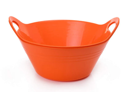 Mintra Home Plastic Bowls with Handles (1.8L Medium 2pk, Orange)