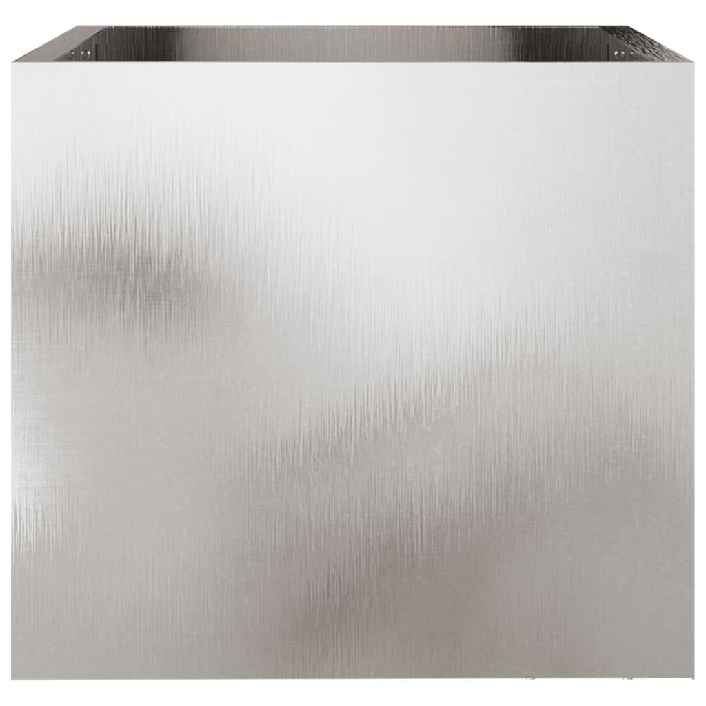 Fregramei Corten Steel Planter Box, Outdoor Metal Planter, Metal Plant Pot for Outside,Indoor,Garden, Silver 12.6"x11.8"x11.4" Stainless Steel,-442