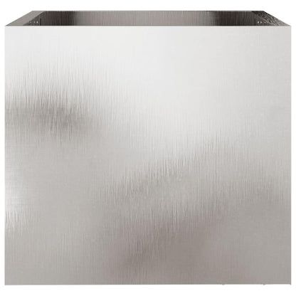 Fregramei Corten Steel Planter Box, Outdoor Metal Planter, Metal Plant Pot for Outside,Indoor,Garden, Silver 12.6"x11.8"x11.4" Stainless Steel,-442