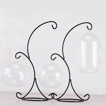 DAGLLGEW 2-Hook Ornament Display Stand Hanging Glass Terrarium Stands Iron Easel Plate Stand for Air Plant Ball Art Craft Hanging Glass Bauble Holder Air Plant Hanger Iron Display Holder