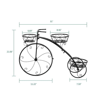 [US-Stock] Artisasset Tricycle Plant Stand,3 Potted Metal Stand,Plant Stand,Plant Holder for Indoor Outdoor Black