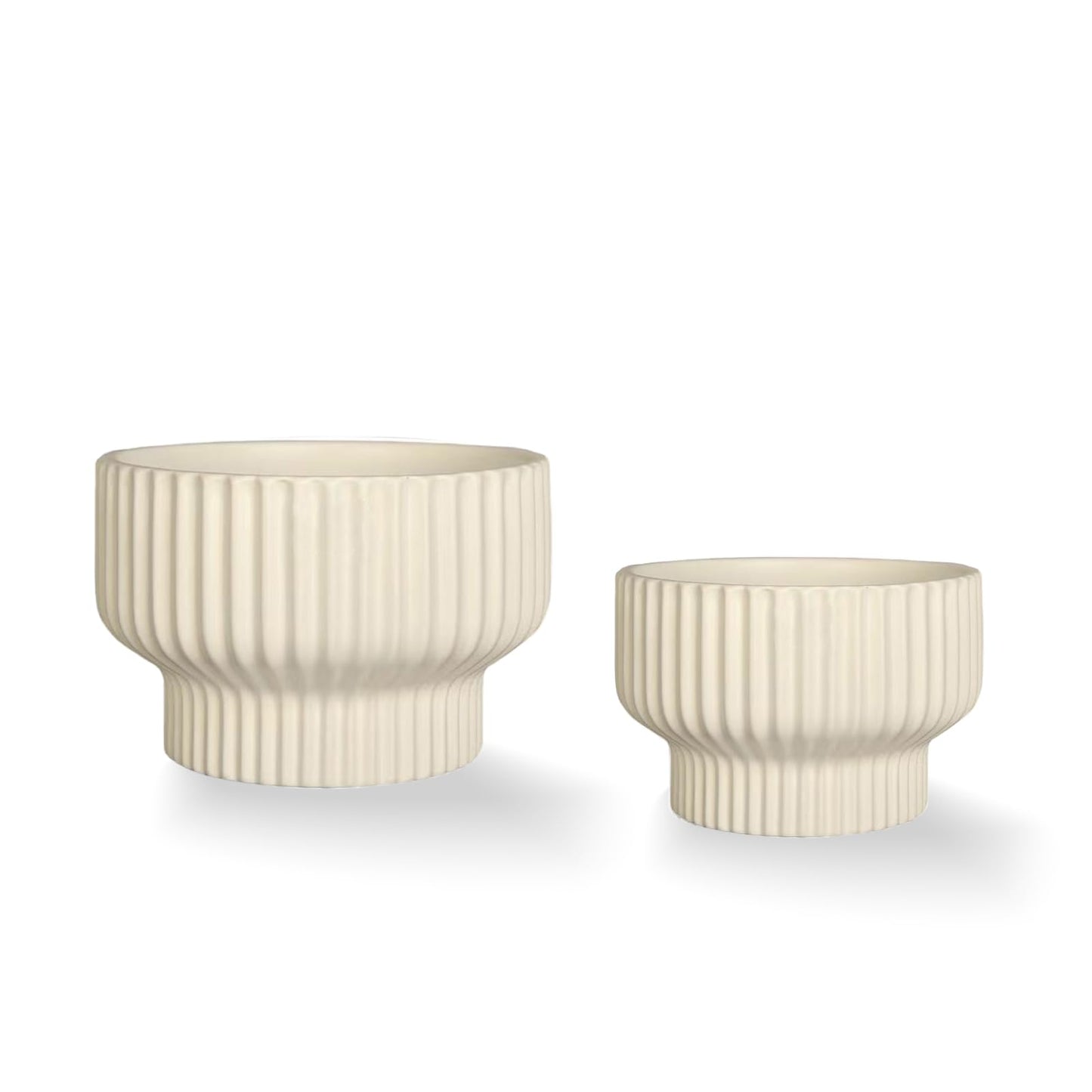 Puoyik 2 Piece Set of Flower Pots 8/6 inches, Ceramic Flower Pots with Drainage Holes, Indoor and Outdoor Plant Flower Planter (7.8/5.9beige)