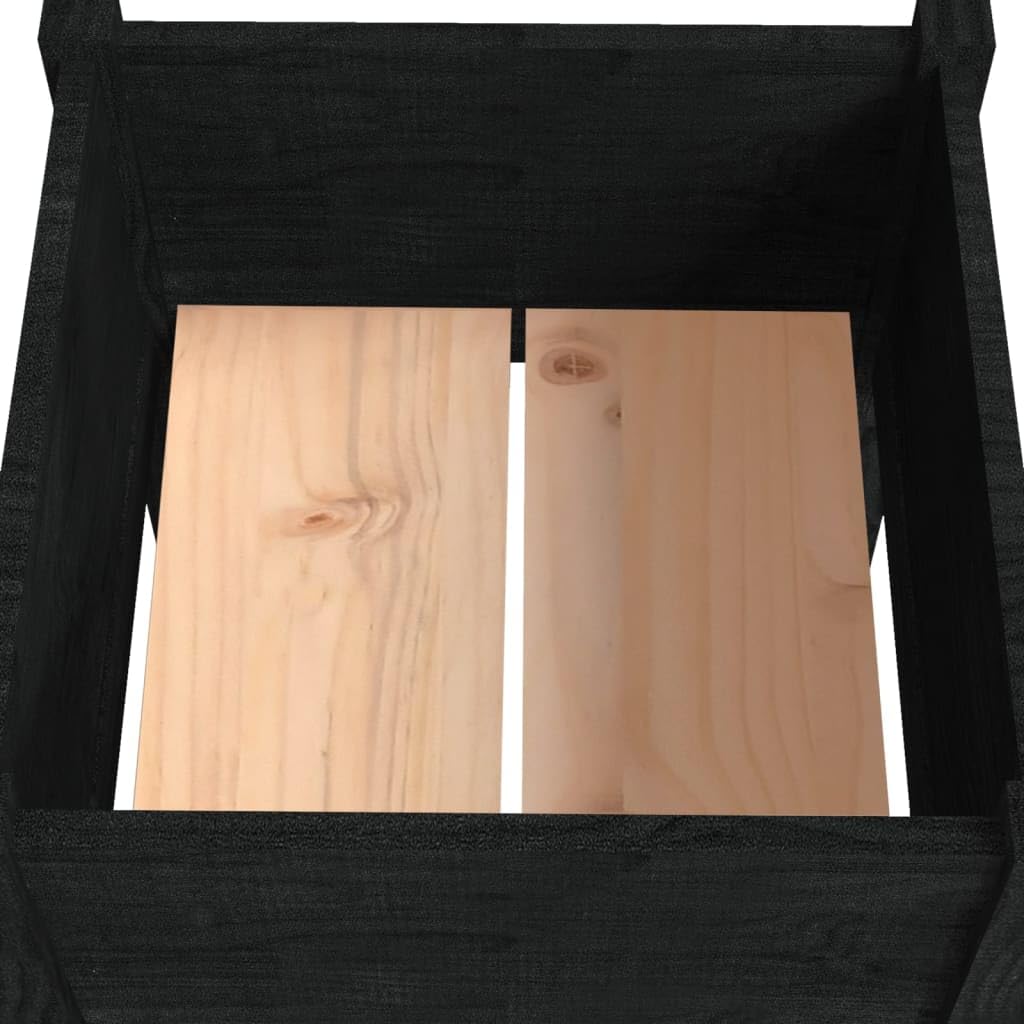 Yisssmeng Rustic Black Square Garden Planter 15.7" Solid Pinewood Outdoor Box with Matte Finish for Balcony Patio Vegetable Flower Herb