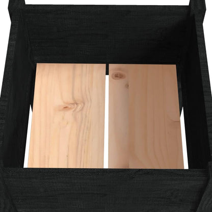Yisssmeng Rustic Black Square Garden Planter 15.7" Solid Pinewood Outdoor Box with Matte Finish for Balcony Patio Vegetable Flower Herb
