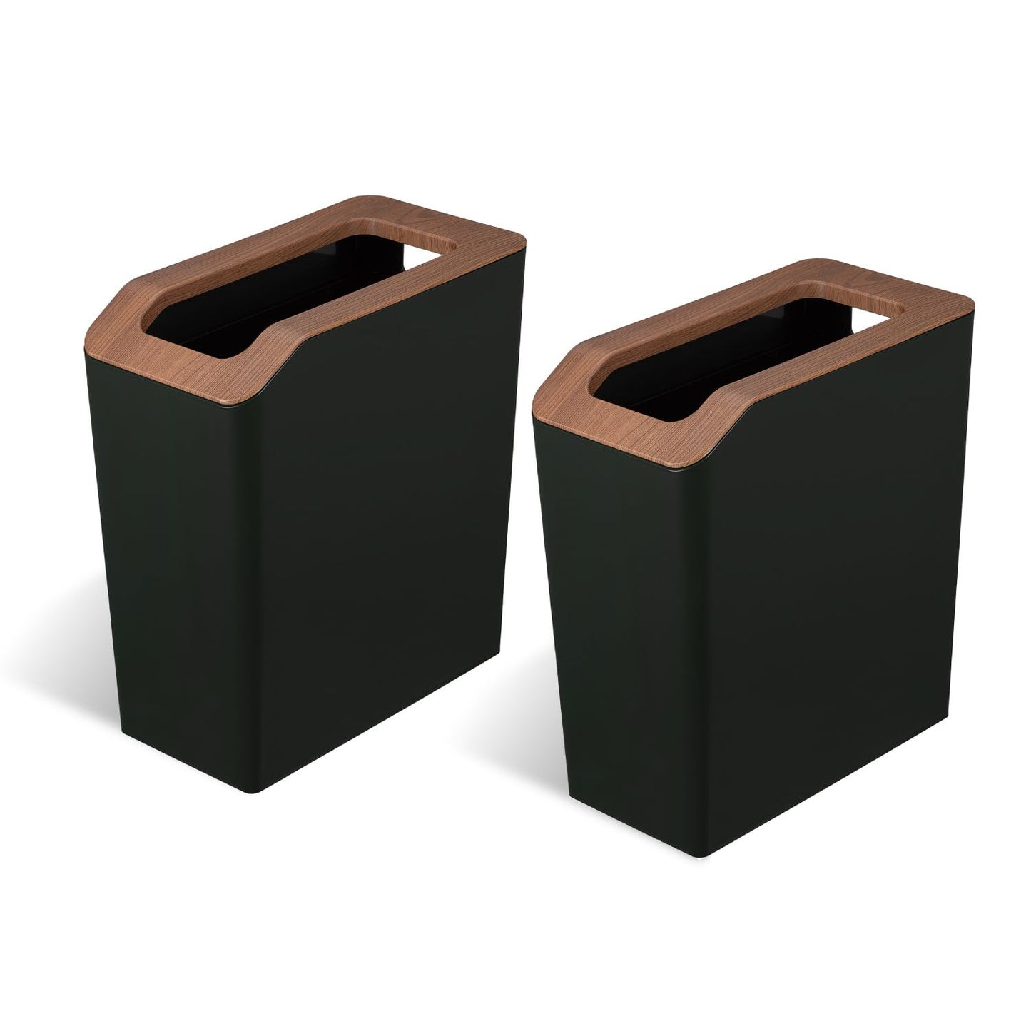 Home Zone Living 2-Pack 2-Gallon Small Trash Can, Slim Rectangular Wastebasket with Open Top, Virtuoso Collection