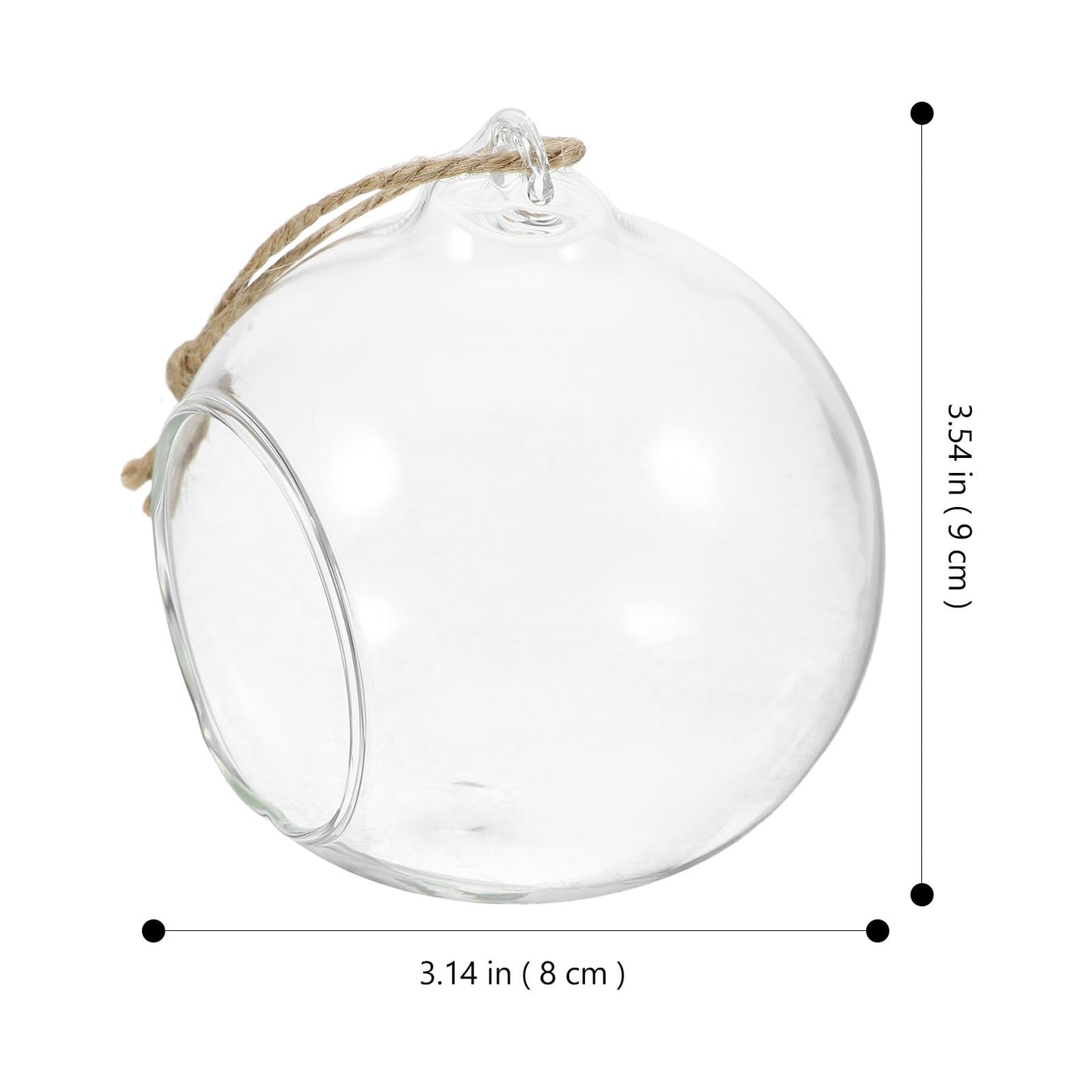 Zerodeko 5pcs Hanging Glass Bauble Candle Holders with 8cm Opening and 1.2m Jute Rope, Sphere Tea Light Holders for Indoor Plant Terrariums and Home Décor