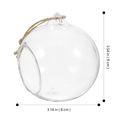 Zerodeko 5pcs Hanging Glass Bauble Candle Holders with 8cm Opening and 1.2m Jute Rope, Sphere Tea Light Holders for Indoor Plant Terrariums and Home Décor