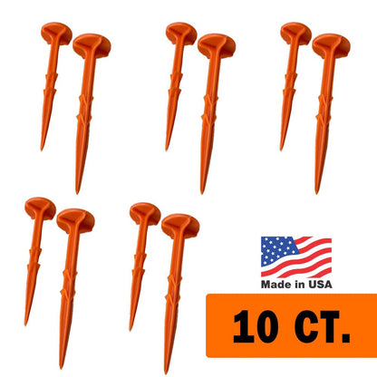 Low Profile Survey Stakes - High-Visibility - Survey Markers Boundary Markers Hi-Vis Garden Stakes (10-Pack (Orange)