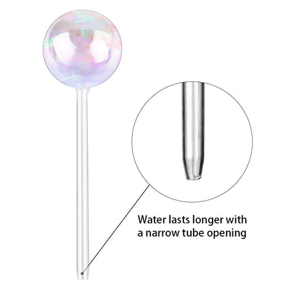 Tomorotec [2 PCS] Light Iridescent Rainbow Gradient Color Clear Glass Self-Watering System Spikes, Automatic Plant Waterer Bulbs