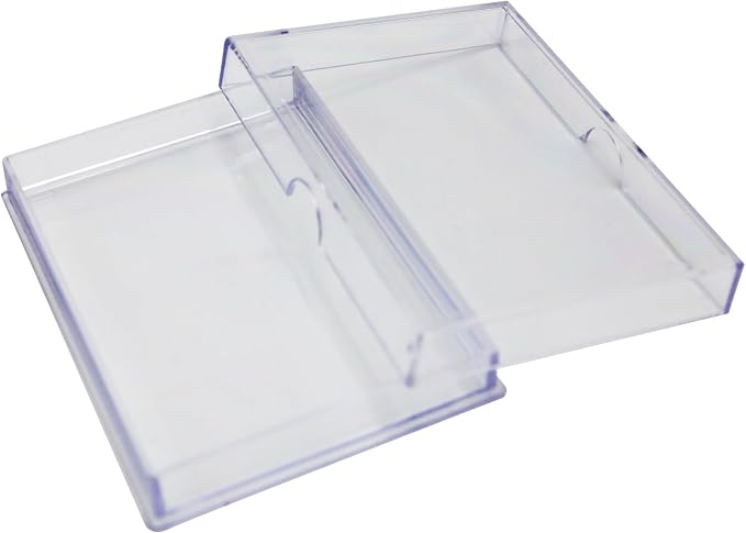 Gary Plastic Packaging 10 Pack Clear Acrylic Card Storage Boxes with Lids - 3 1/2" L x 2 1/2" W x 1/2" H Baseball Card Storage Box, Sports Card Boxes and Magic Card Storage Box - Made in USA