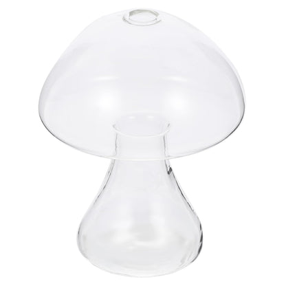 Cabilock Creative Transparent Glass Mushroom Vase for Hydroponics Plant Container Flat Mouth Design Office Living Room Decor Cute Plant Pot for Desktop Terrarium