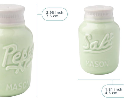 Comfify Sage Green Mason Jar Salt and Pepper Shakers – 3.5 oz Farmhouse