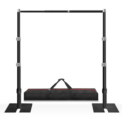 Jiang&Rong 10ft x 10ft Adjustable Backdrop Stand Kit - Heavy Duty Pipe and Drape Stand for Wedding, Birthday Party, Banquet Decorations (Black)