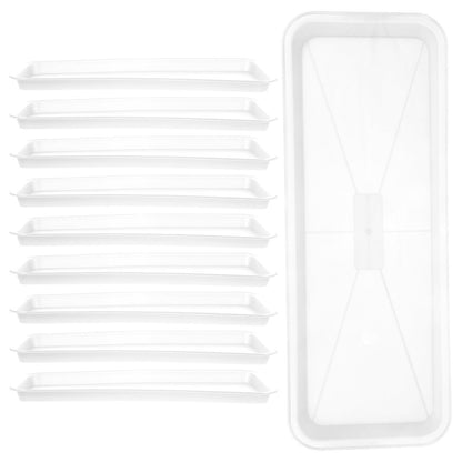Yardwe 10Pcs Rectangular Plant Tray, Plastic Flower Pot Saucer, Reusable Bonsai Pot Tray, Ideal for Indoor and Outdoor Plants, Prevents Overwatering, Easy to Clean, 15.66 X 5.90 Inch, White