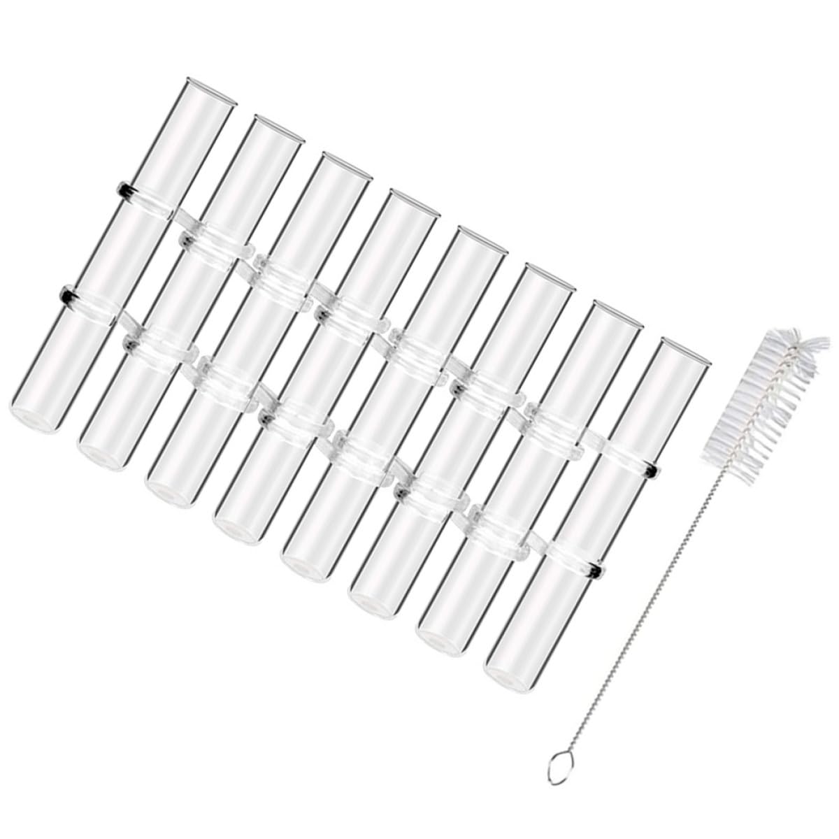 Toyvian Glass Vase for Indoor Plants Propagation Tubes Large Test Tube Flower Vase with Brush 8pcs Set Hydroponic Home Decor Terrarium Pot