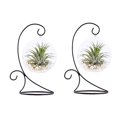 Morning View 2 Pack Ornament Display Stand for Hanging Glass Iron Hanging Stand Rack Holder for Hanging Glass Globe and Home Wedding Globe Air Plant Terrarium Witch Ball Christmas Ornament 11.5 Inch High (Black)
