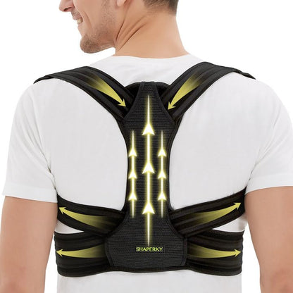 SHAPERKY Posture Corrector for Women and Men, Adjustable Upper Back Brace for Posture Hunchback Support and Providing Pain Relief from Neck, Shoulder, and Upper Back (Small/Medium)