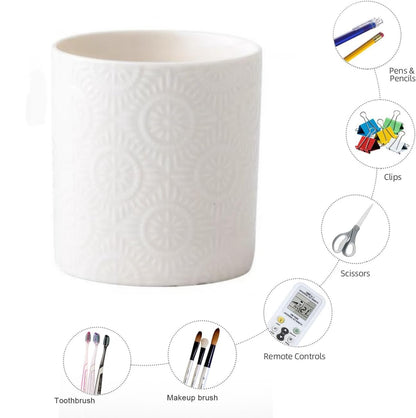 XingXingShunShun Pen Holder,Nordic Style Ceramic Waterproof Pencil Holder for Desk Simple&Modern Minimalist Makeup Organizer Multifunctional Office Supplies for Home,Kids and Schoo,White