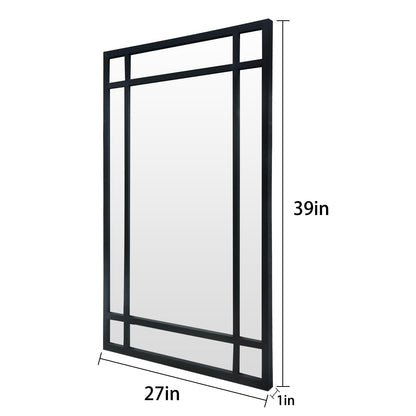 HQiJun Black Rectangle Mirror, Farmhouse Decorative Wall Mirror for Entryway, Living Room, Bedroom, Hallway, Fireplace, Accent Wall Decor (Black1, 39'' x 27'')