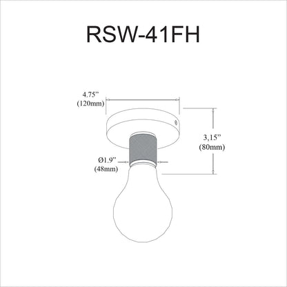 Dainolite RSW-41FH Flush Mount Light, 3.25in, LED Compatible, Matte Black