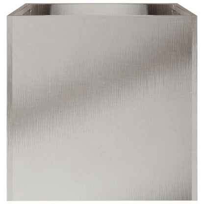 Fregramei Corten Steel Planter Box, Outdoor Metal Planter, Metal Plant Pot for Outside,Indoor,Garden, Silver 12.6"x11.8"x11.4" Stainless Steel,-442